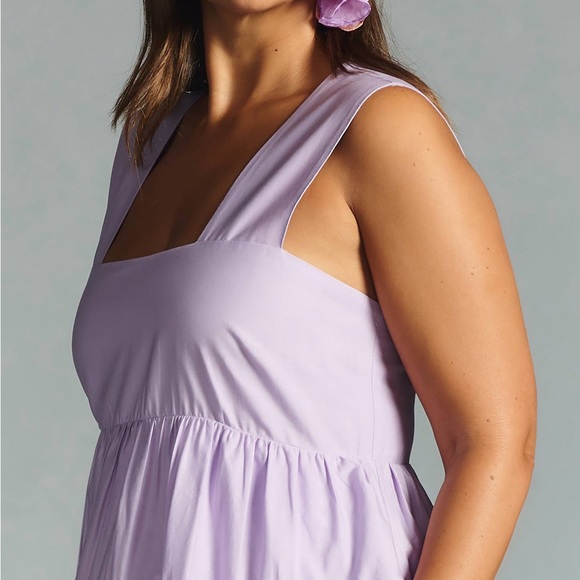 Anthropologie The Helena Square-Neck
Tiered Midi Dress: Smocked in purple - Picture 6 of 13